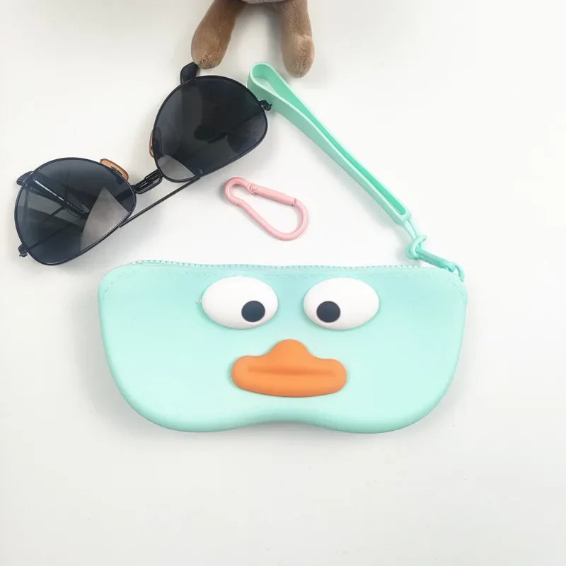 Portable Waterproof Drop-Resistant Silicone Glasses Case Easy to Store Equipped with Hanging Handle Suitable Travel Women Gift A
