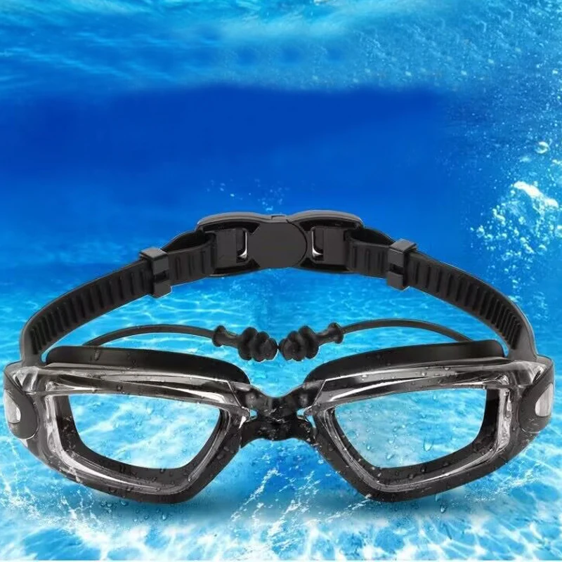 Schwimmbrille für Erwachsene, hochauflösende, beschlagfreie Schwimmbrille, PU-Schwimmkappen-Set, wasserdichte Silikon-Schwimmbrille mit E – Detail 2