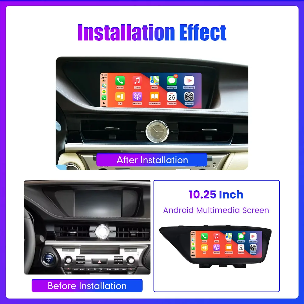 10.25 Inch Android Car Radio For Lexus ES Series ES250 ES350 ES300h 2013-2018 GPS Navigation Multimedia Player Carplay Bluetooth