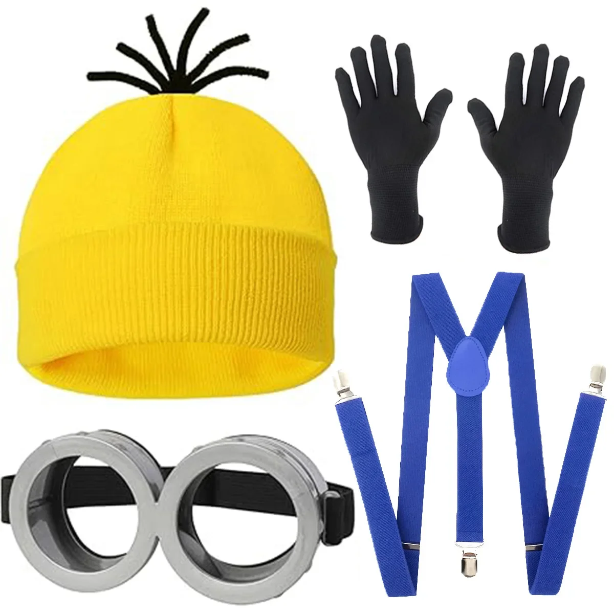 

disfraz minions Costume Accessories Adult Goggles Glasses Yellow Beanie Gloves Tutu Dress for Men Women Cosplay Party Set