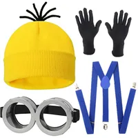 disfraz minions Costume Accessories Adult Goggles Glasses Yellow Beanie Gloves Tutu Dress for Men Women Cosplay Party Set
