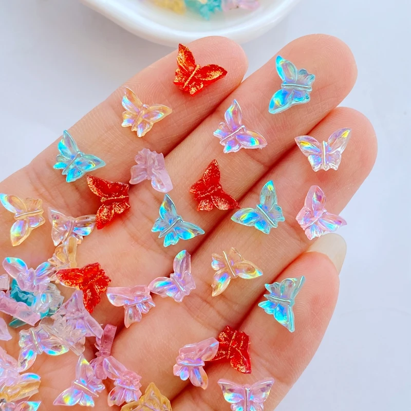 100Pcs Neue Nette Harz 6*9mm Cartoon Kleine Schmetterling Serie Flache Rückseite Fit Telefon Deco Teile Verzierungen für Haar Bögen Accessori