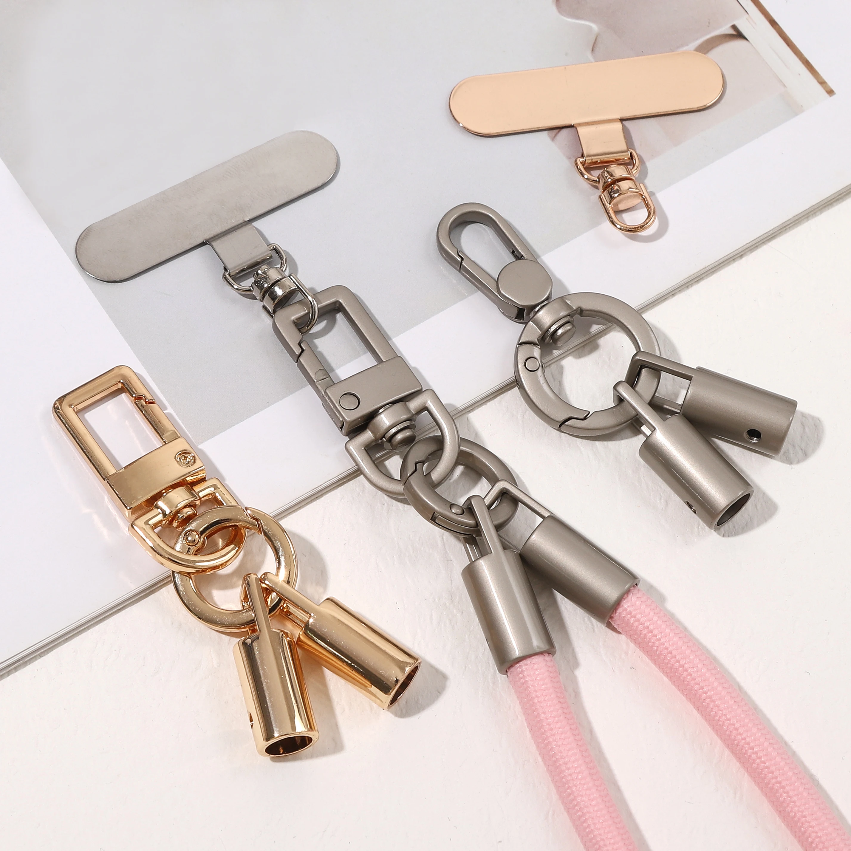 New Flexible 1Pc Rotatable Alloy Keychain Stainless Steel T-shaped Mobile Phone Pad/Screwdriver For Jewelry Making DIY Findings