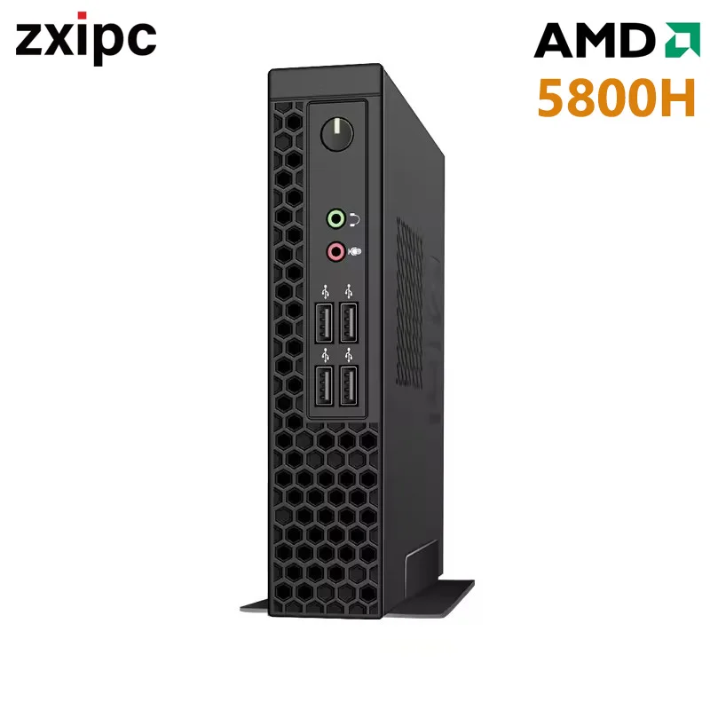 ZXIPC كمبيوتر صغير Ryzen AMD R7 4700U 5800H 8 النوى Win11 شاشة مزدوجة 4K HD DDR4 NVMe WIFI6 BT كمبيوتر ألعاب مكتبي صغير للأعمال