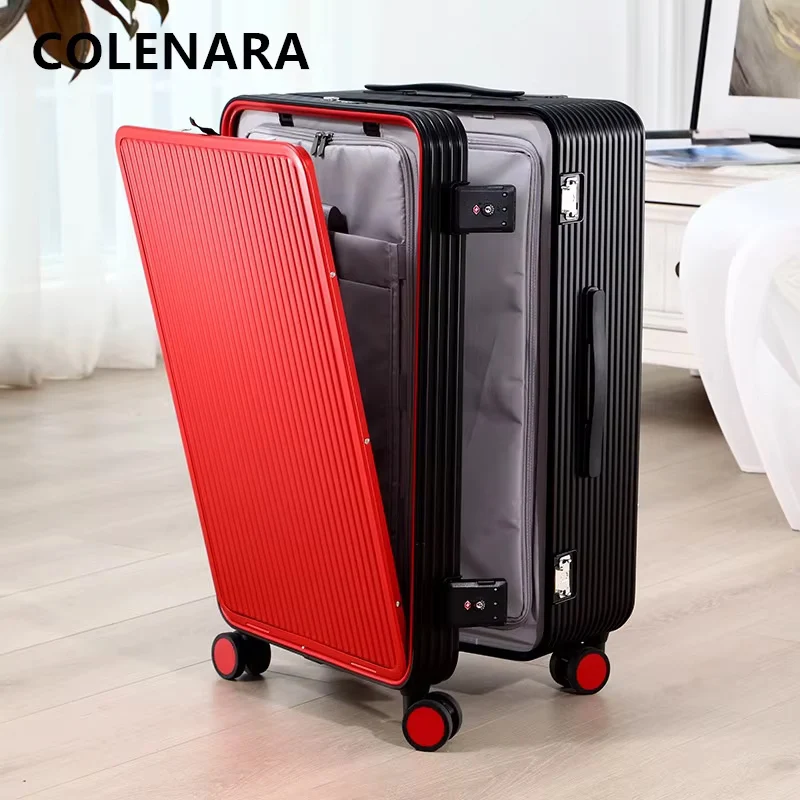 COLENARA حقيبة كاملة سبائك الألومنيوم والمغنيسيوم الصعود صندوق سعة كبيرة حقيبة تروللي بعجلات 20 "24" 26 "28 بوصة رجال الأعمال الأمتعة #2