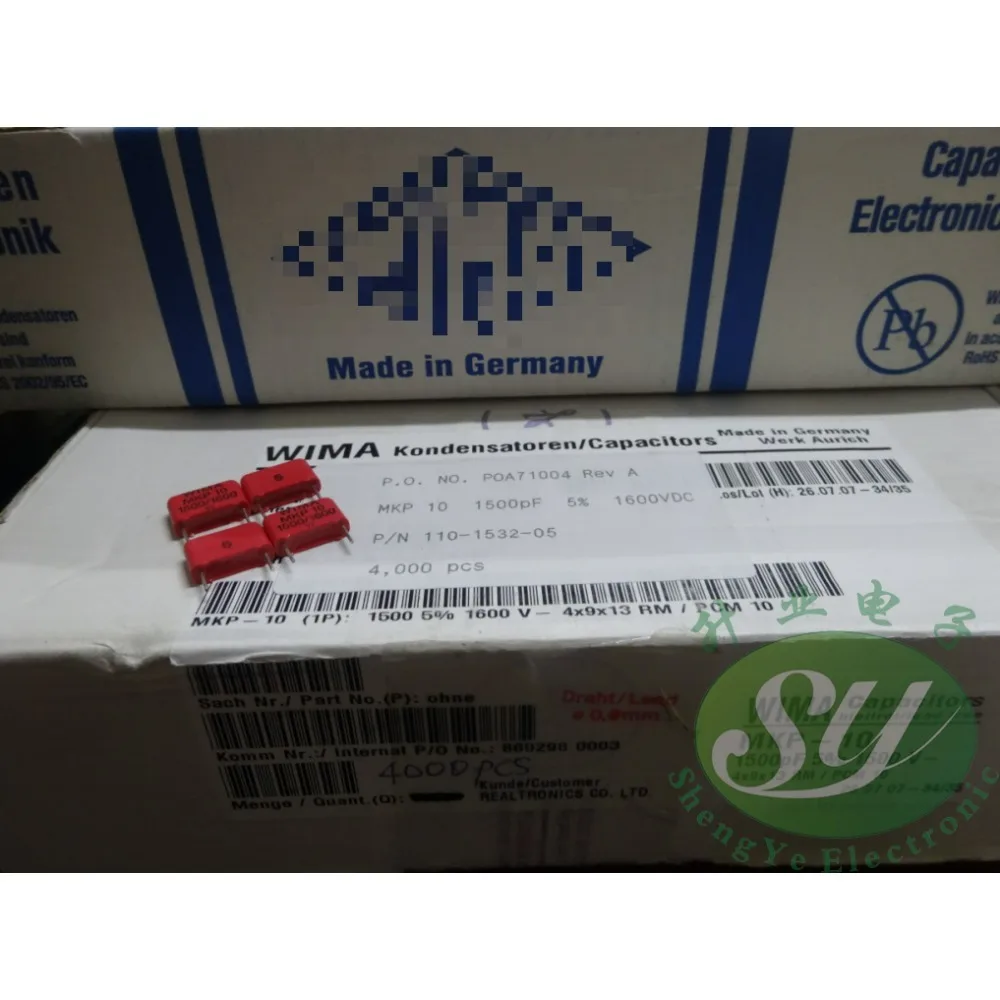 10PCS MKP10 0.0015uF/1600V 1.5nf 1500pf 1n5 152 ยี่ห้อใหม่ 10 มม.ตัวเก็บประจุฟิล์ม