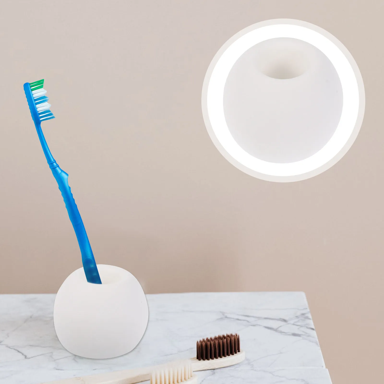

3Pcs Diatomite Toothbrush Stand Holder Water Absorbent Base Keeps Counter Dry Fast Drying 15S Natural Earth Material Toothbrush