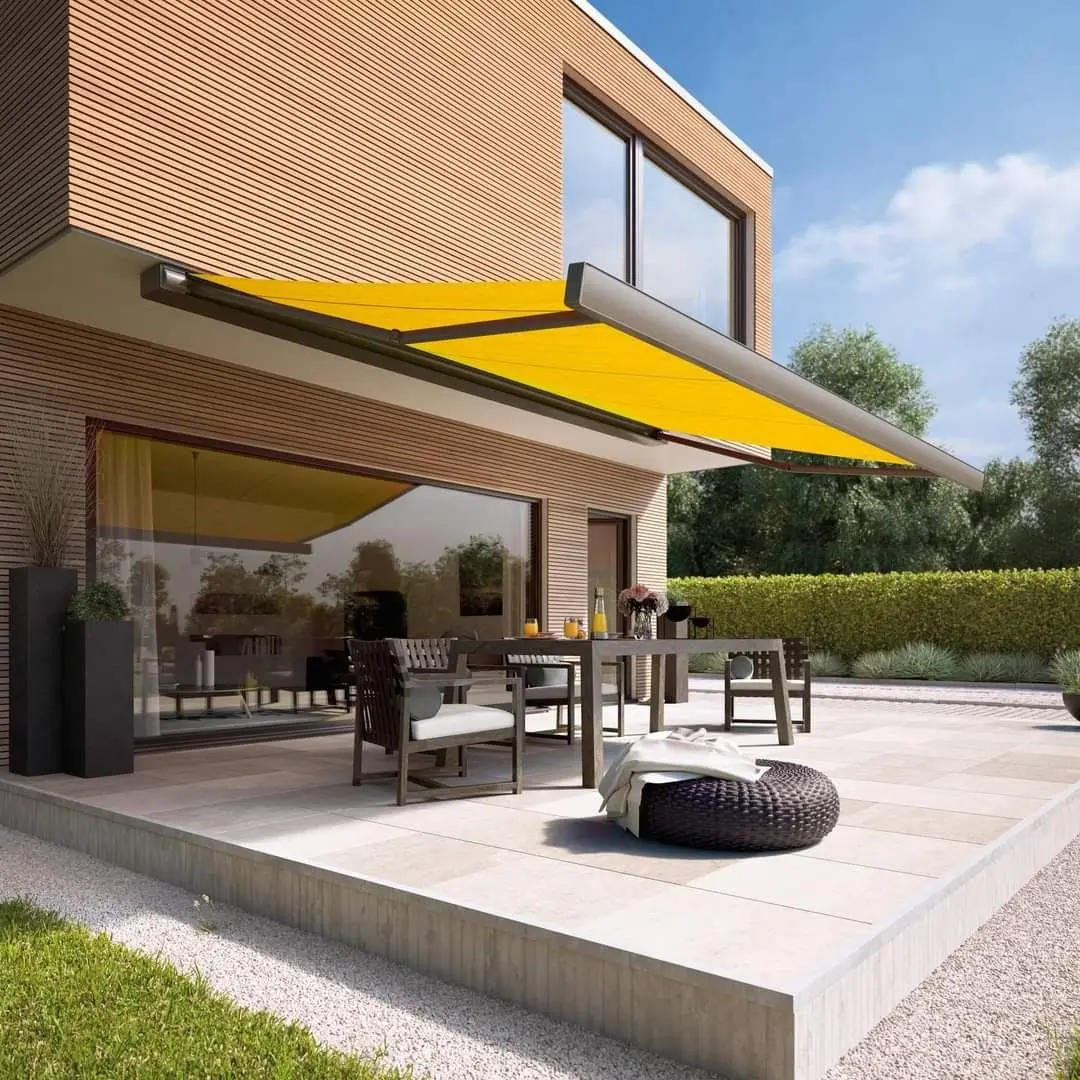 Outdoor Patio Awning Motorized Retractable Awning Sunshade Coffee Shop Restaurant Sun Shelter Aluminum Folding Full Box Awning