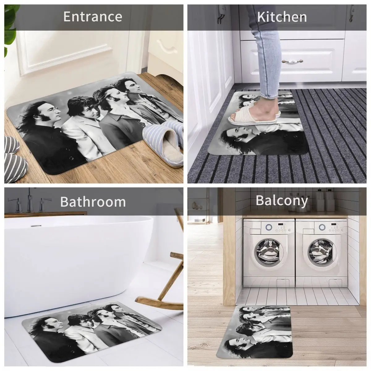 The Beatle Band Non-slip Doormat Kitchen Mat Cool Floor Carpet Welcome Rug Indoor Decorative