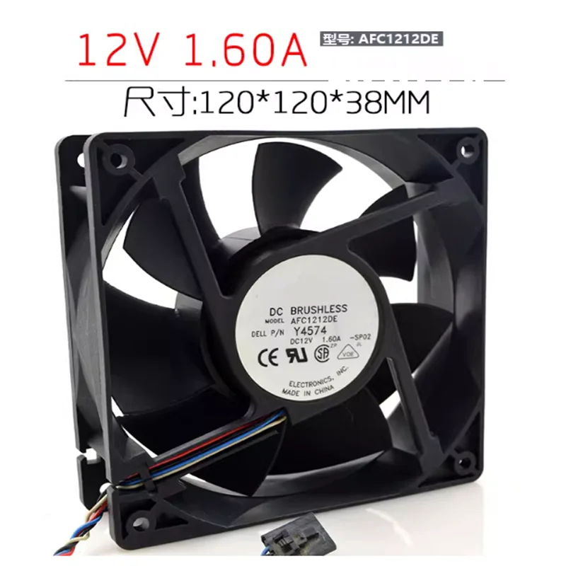 1PCS AFC1212DE 12038 12V 1.6A 12CM High-Airflow Temperature-Controlled PWM Cooling Fan Used in servers or industrial equipment