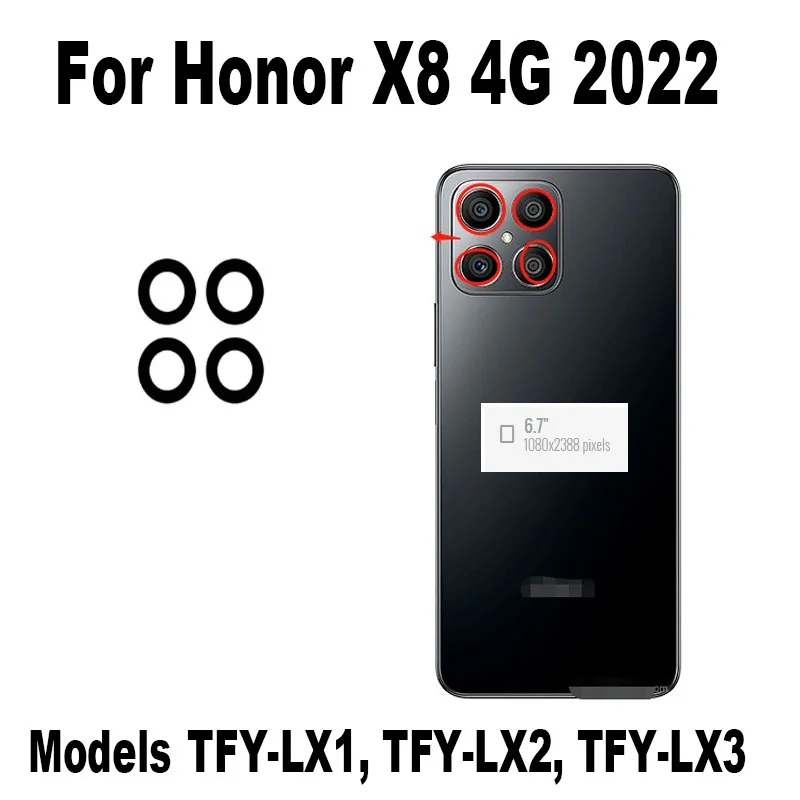 For Huawei Honor X8 Back Camera Glass Lens Rear Camera Glass With Adhesive Sticker Glue 4G 5G