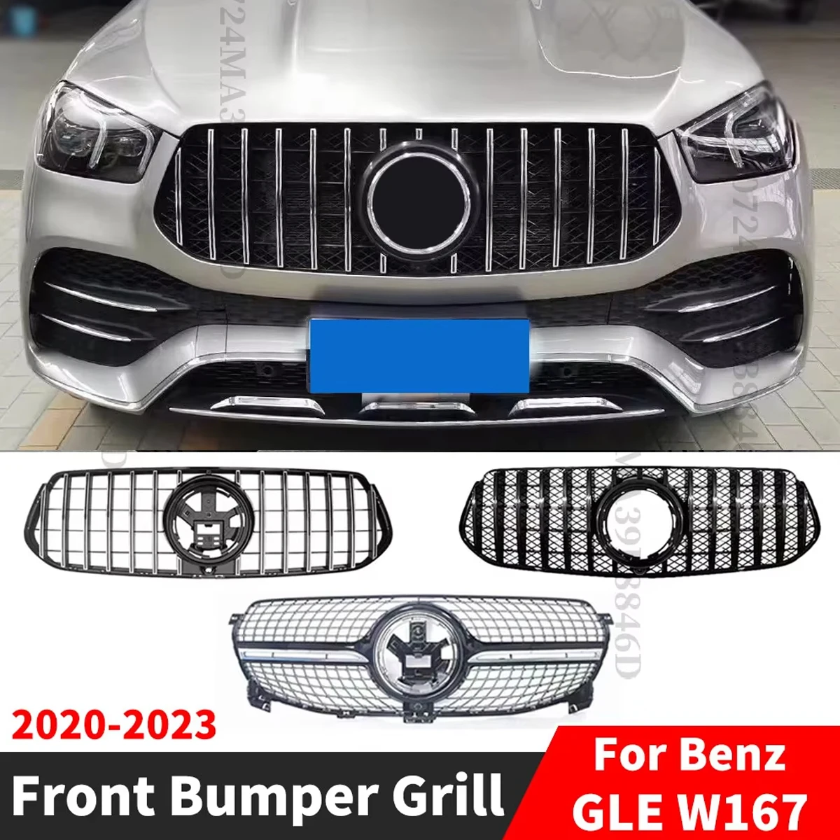 

Sport GT Diamond Style Front Hood Grille Bumper Grill For Mercedes W167 Benz GLE 350 450 2020-2023 Facelift Tuning Exterior Part