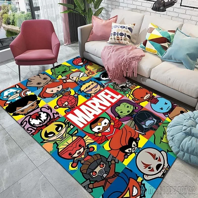 Anime Marvell Logo Printing Large Carpet for Living Room Bedroom Kid's Room Home Decor Area Rug Non-slip Mat Sofa Table Mat