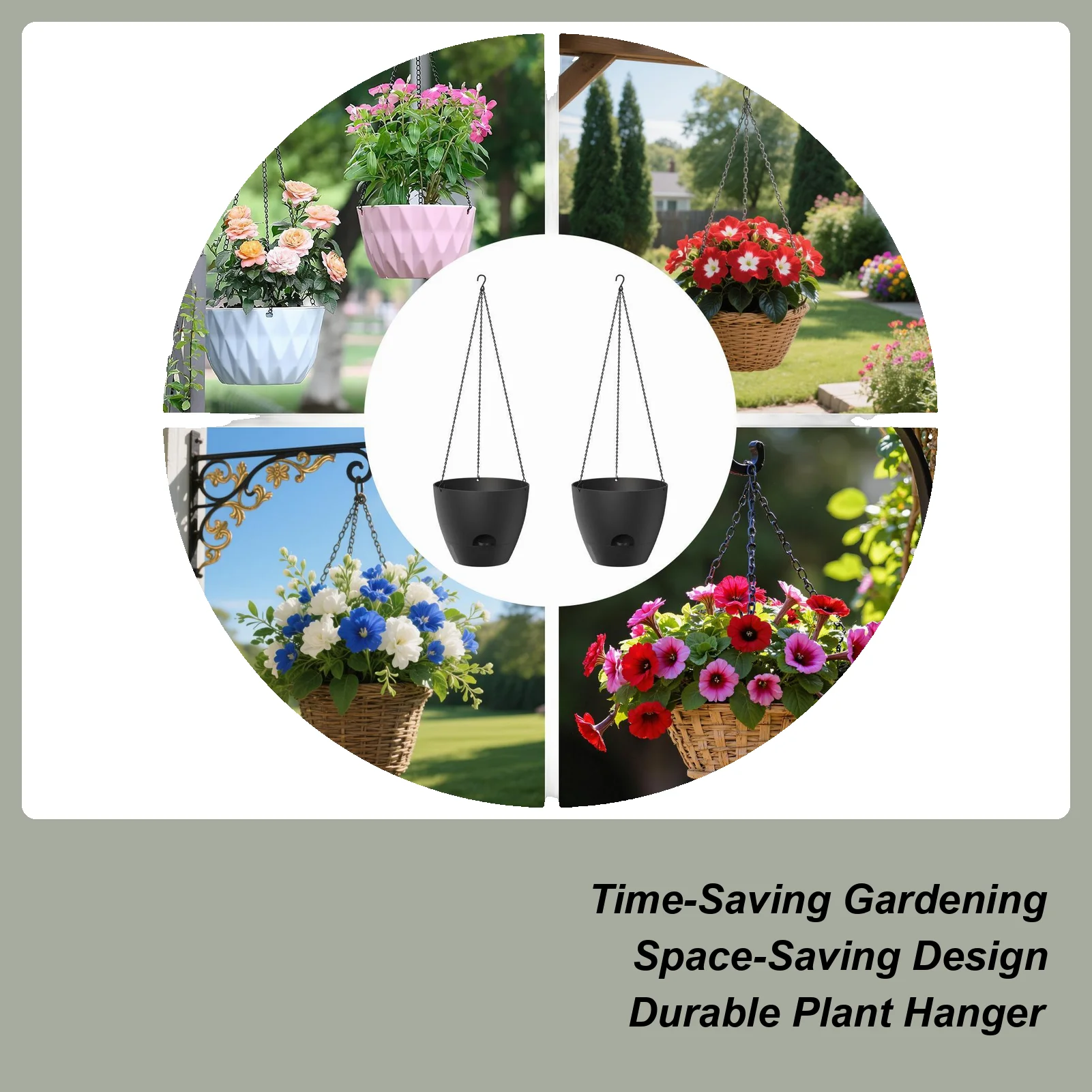 

Self Watering Plant Pots Self-Watering Garden Decor 2 Pieces Plant Baskets Wall Decorations For Indoor Outdoor Home Wall Window