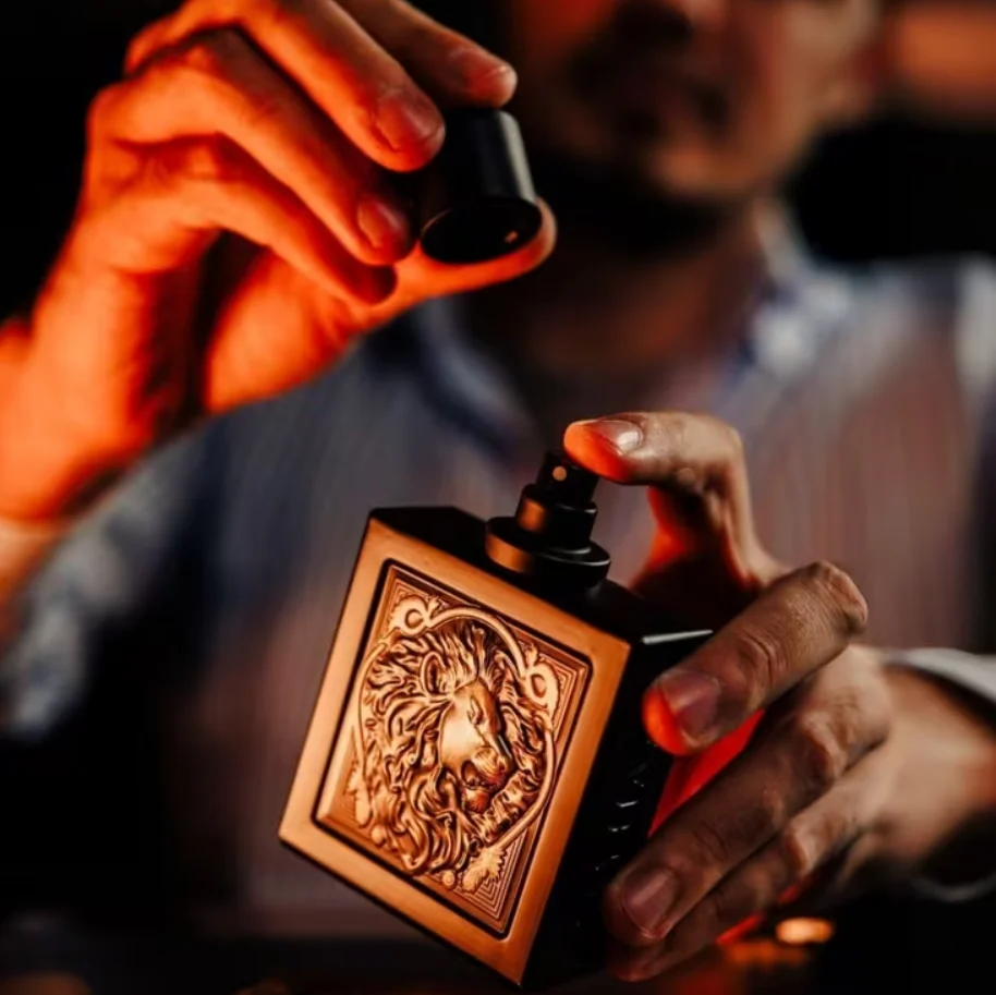 AYHAAN lion men's perfume spray, 3.4 ounces, wooden bottle brings luxury texture, lasting fragrance, and enhance male charm