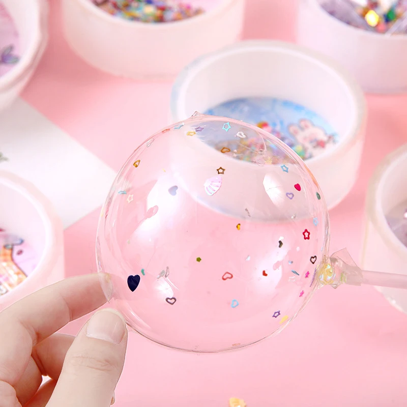 شريط نانو متعدد الأغراض مع خرز القش DIY بها بنفسك الحرفية الأطفال قرصة لعبة صنع فقاعة لزجة شريط نانو لا يترك أثرًا