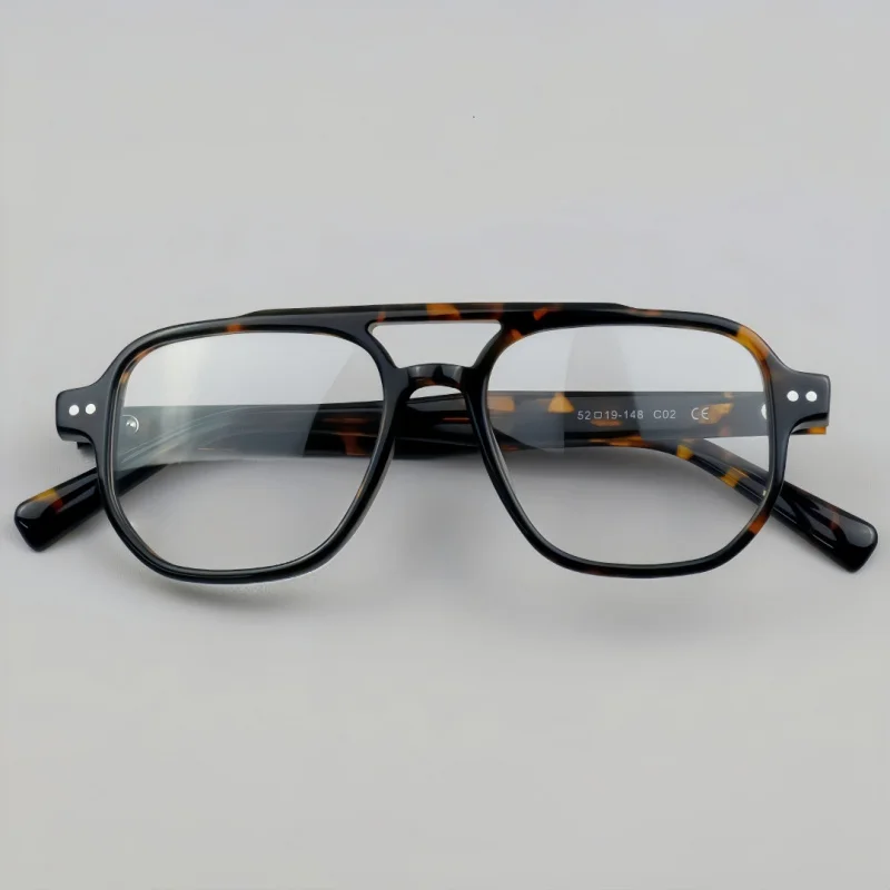 الرجعية خلات اثنين جسر مربع النظارات الإطار الرجال والنساء مكافحة الضوء الأزرق نظارات للقراءة النظارات البصرية الفاخرة العصرية 2025 #5