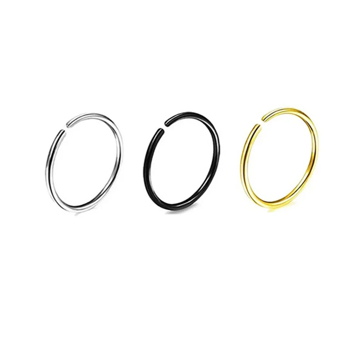 2/3/5Pcs 20G Fashion Stainless Steel Thin Fake Septum Nose Ring,Hoops Labret Fake Lip Ring Cartilage Tragus Helix Earrings