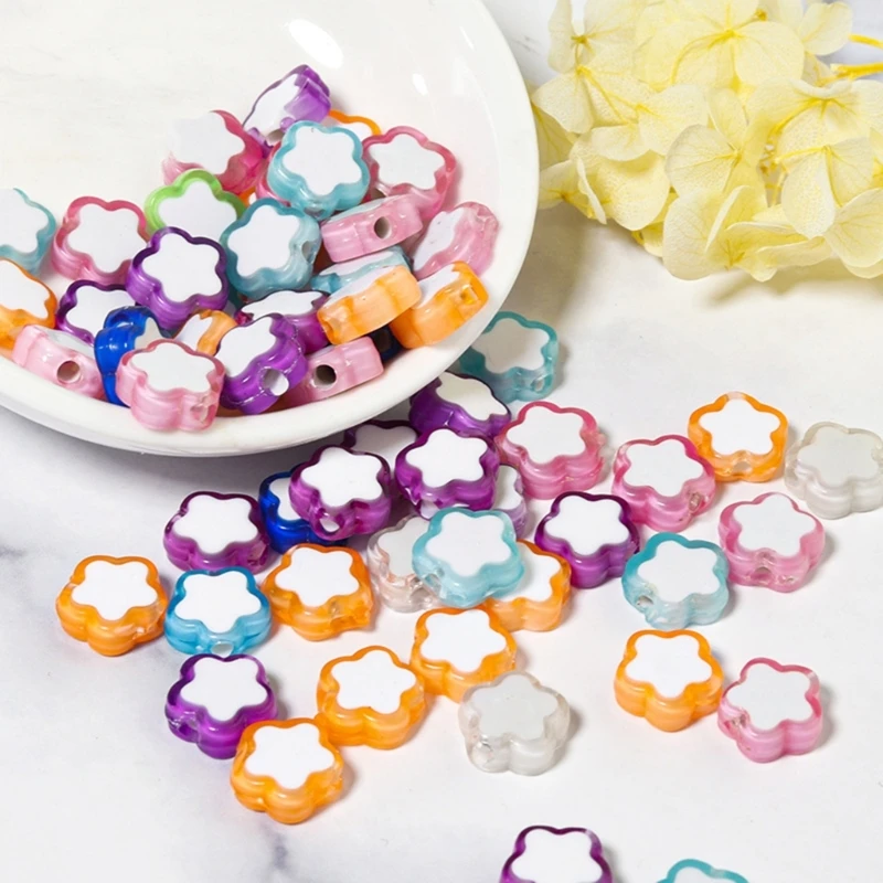 100Pcs Colorful Acrylic Heart/Flower/Butterfly Shaped Beads Jewelry Components Necklace Bracelet Keychain Charm Making Supplies