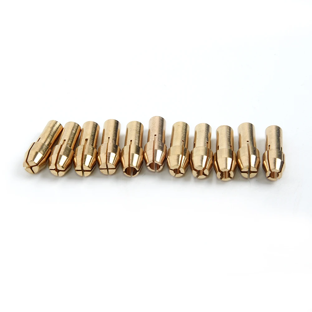 12pcs Brass Collet Chuck 0.5/ 0.8/1.0/1+ 2 / 1.6.2mm + M8 * 0.75 Rotary Tools Copper Chuck Mini Drill Chucks Adapter Collets New