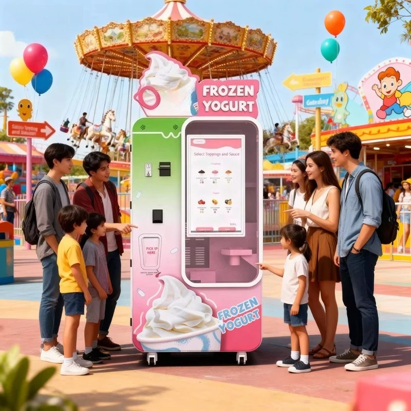 Customized Smart Ice Cream Vending Machine 24/7 Fully Automatic Touchscreen Cashless Payment Self-Service Premium