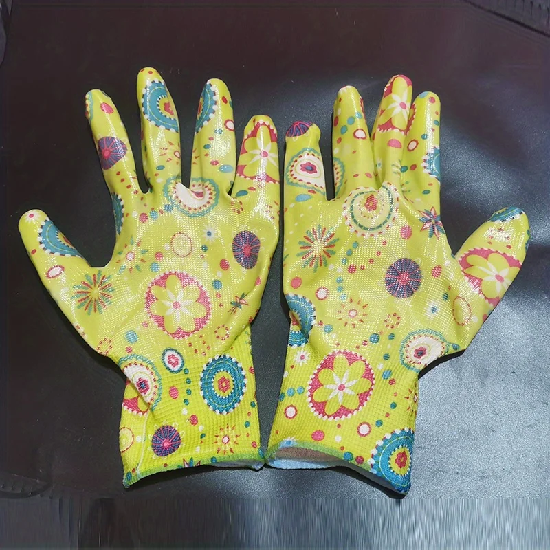 1 pair of garden protective gloves with palm drip glue to prevent punctures