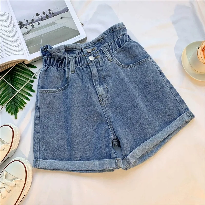 High Waist Wide Leg ort Jeans Women's Loose Slimming A-Line Pants Summer Casual Waed Denim Roll up Hem Floral Print - Image 4