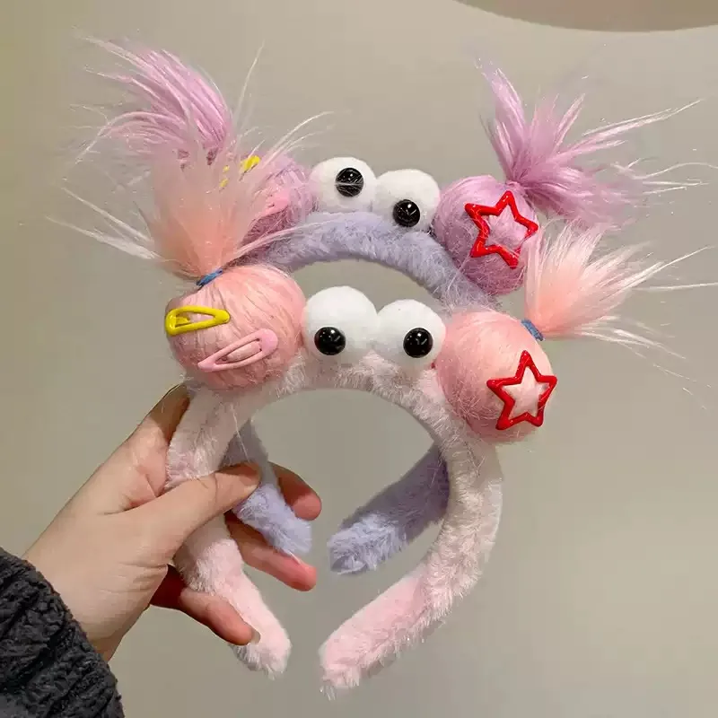 مضحك مهرج دمية هيرباند الإبداعية أفخم الفتيات مشبك شعر لحفلة عيد ميلاد كرنفال لينة شخصية كرتونية إكسسوارات الشعر