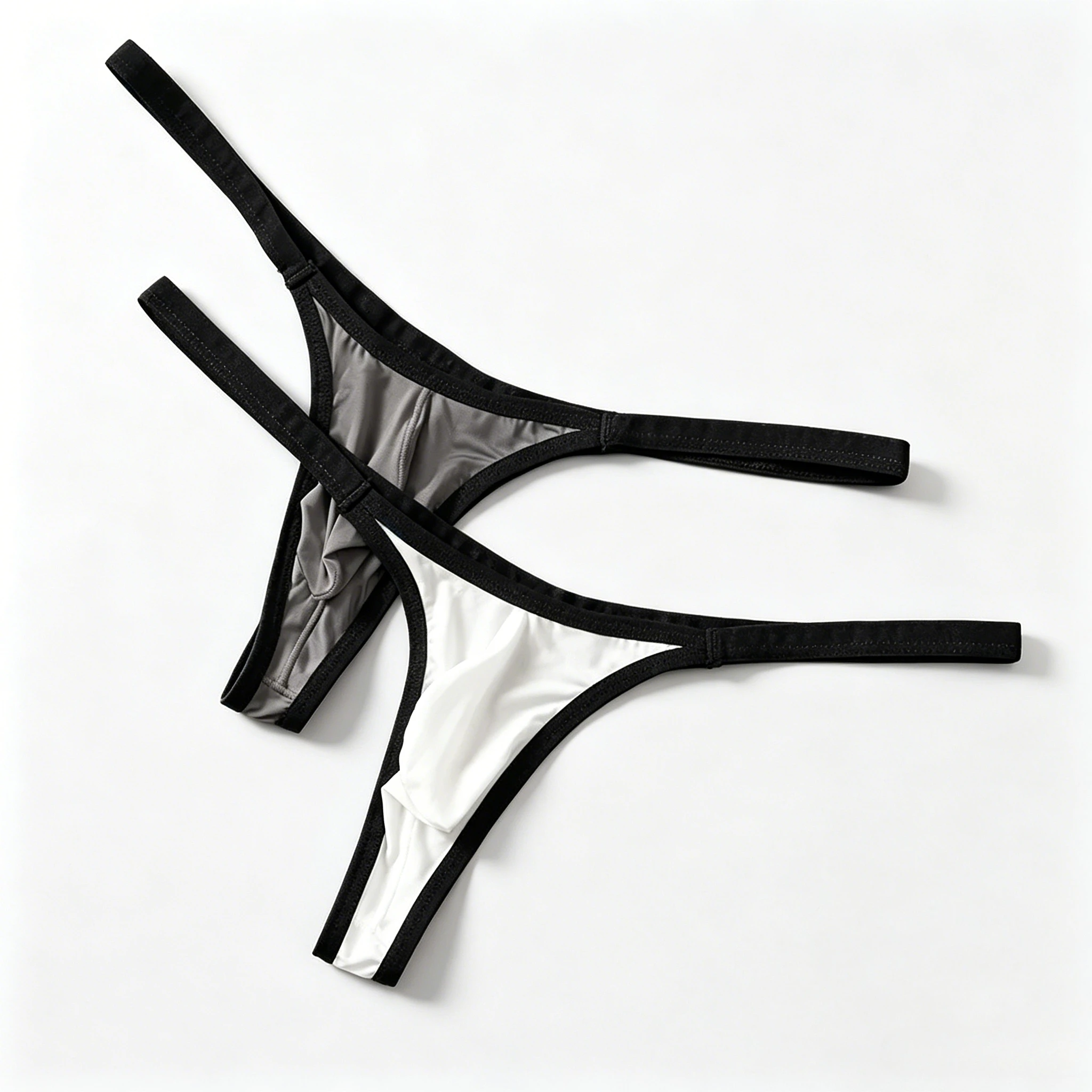 

Men's Color Contrast Thongs, Low Rise Elastic U-Pouch T-back Daily Underwear