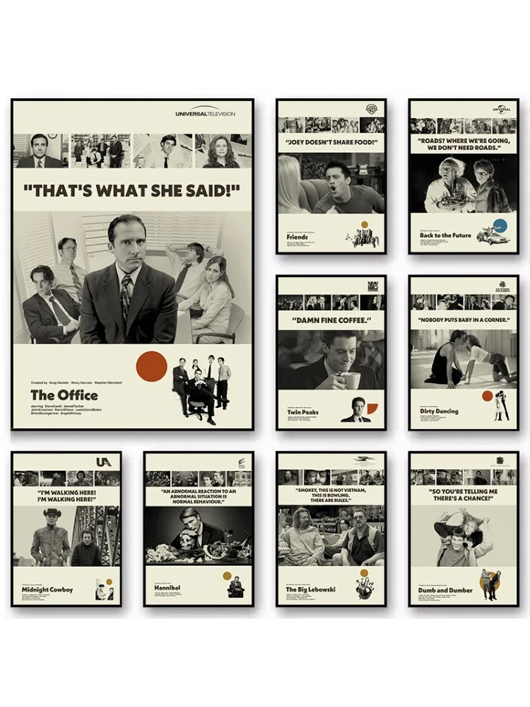 Minimalistische klassische Film- und Fernsehserie-Kollektion, The Office Twin Peaks Poster, gedrucktes Leinwandgemälde, Wandbilder, Heimdekoration