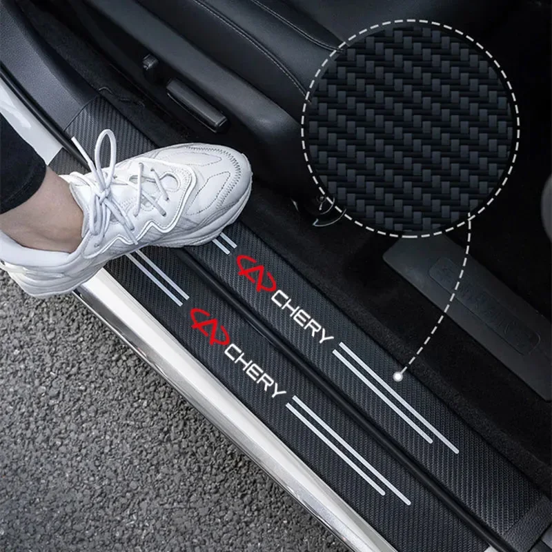 

For Chery Tiggo 7 9 Pro 8 4 5 3 T11 3X 5X 2023 A1 A3 A5 QQ IQ Fulwin Car Sill Scuff Plate Decor Carbon Fiber Waterproof Stickers