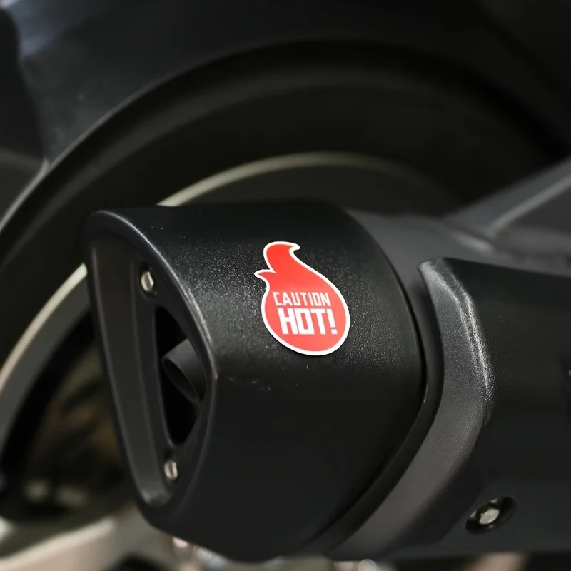 2 pièces - Attention, chaud ! Autocollants imperméables résistants à la chaleur pour échappement de moto et pièces chaudes de voiture