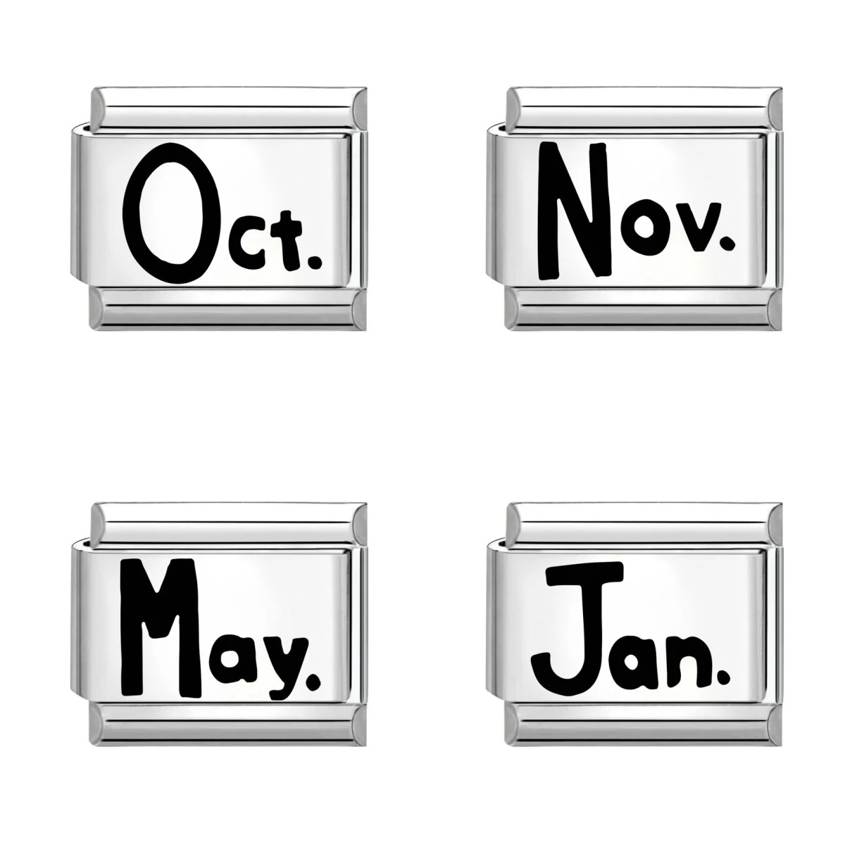 الموضة 12 شهر مارس أبريل يوليو مايو فراشة القلب الإيطالية سحر الروابط صالح 9 مللي متر الفولاذ المقاوم للصدأ سوار مجوهرات DIY بها بنفسك صنع #1