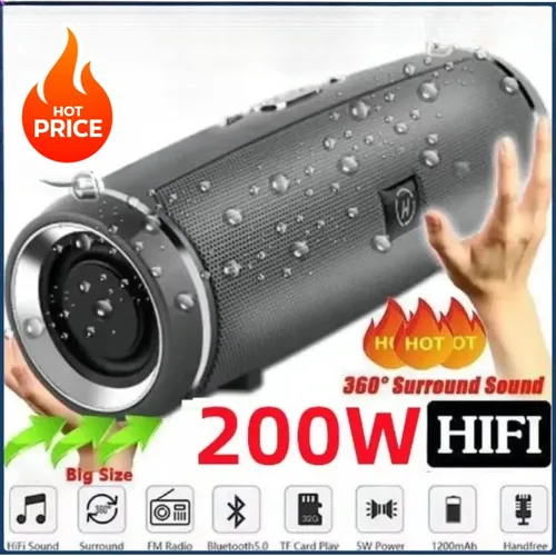 Nuevo Altavoz Bluetooth portátil de 200W IPX7 impermeable al aire libre altavoz de Pilar HIFI Subwoofer altavoz estéreo Radio FM TF Boom Box