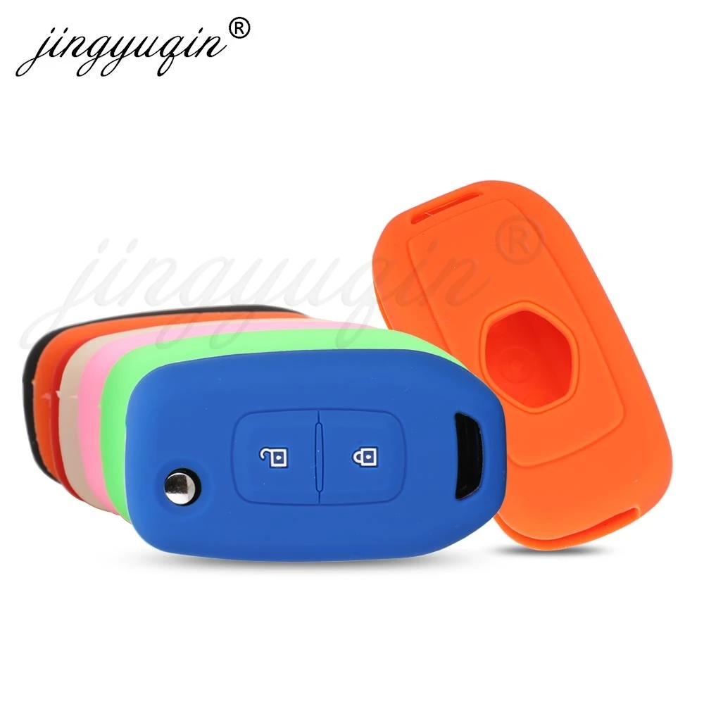 jingyuqin Silicone Key Case Keychain for Renault Logan 2 Stepway Sandero Duster 2019 2020 Car Key Cover Protection Holder Shell