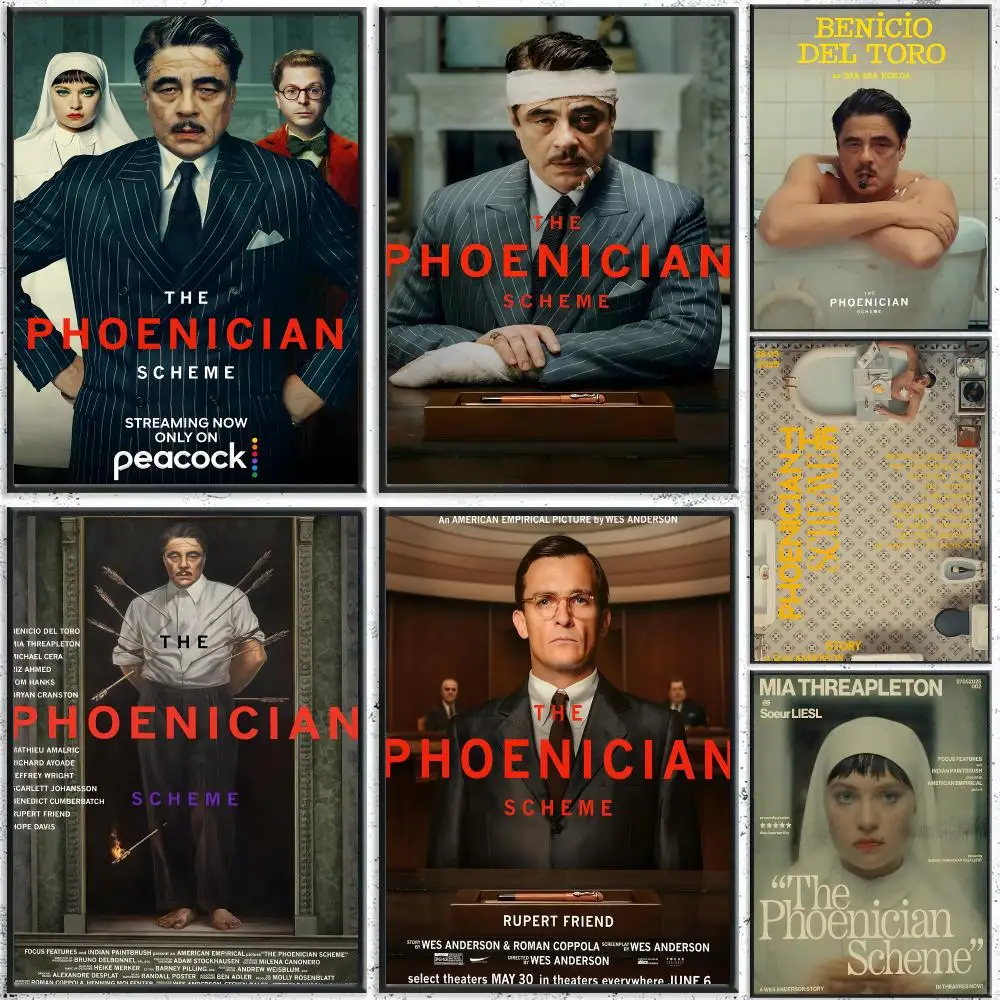 Movie The Phoenician Scheme Poster Self-Adhesive Waterproof Wall Stickers, Coffee Bar Home Wall Decor
