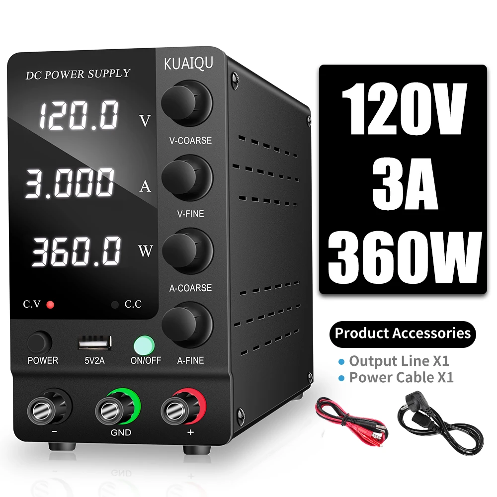 KUAIQU Instelbare Schakelende DC Voeding 30V 10A 6A Laboratoriumvoeding 60V 5A 120V 3A Uitgangsvoorinstelling Stroom 20A 30A 60A