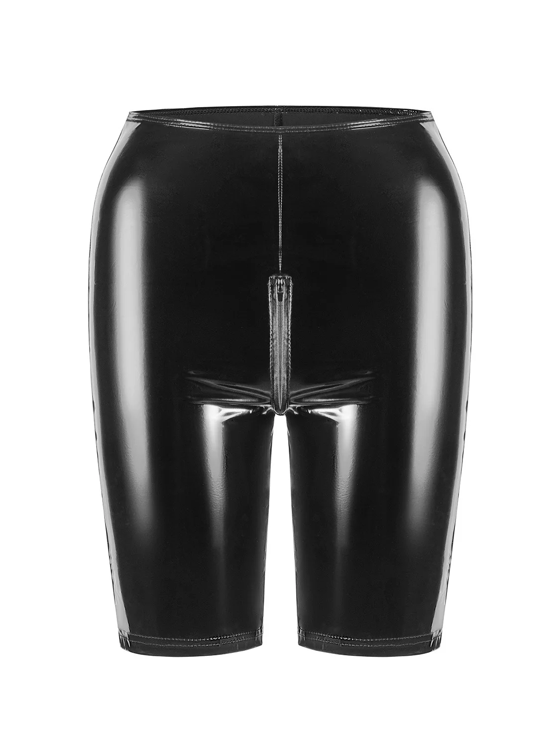 Women Europe/America Style Fashion Sexy High Light PVC Patent Leather Zipper Open Crotch No Smell Accurate Size Shorts WBGX