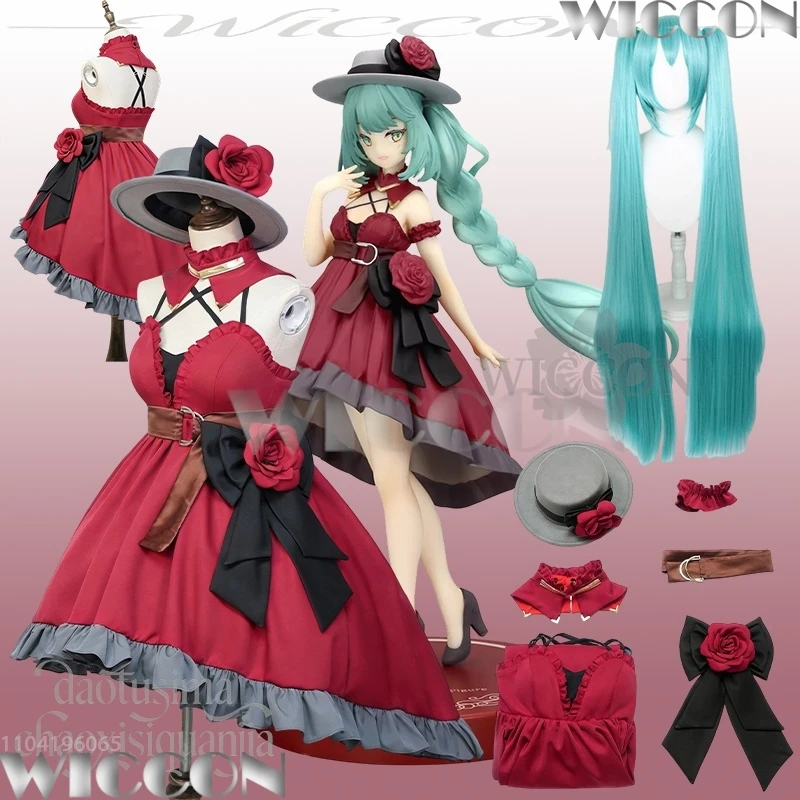 

Cosplay Anime Game Project Sekai Winter Sleeveless Evening Dress Goth Red Lolita Flower Hat Bow Halloween Navidad Carnaval