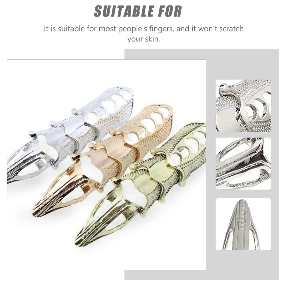 

3pcs Metal Hollow Out Fake Nail Covers Zombie Witch Fingernail Claws For Halloween Cosplay Belly Dance Nail Art Accessory