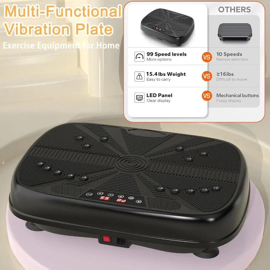 آلة تمرين منصة اللياقة البدنية ذات لوحة الاهتزاز لصالة الألعاب الرياضية المنزلية جهاز تمرين اهتزاز كامل الجسم مع تقنية اهتزاز الاهتزاز