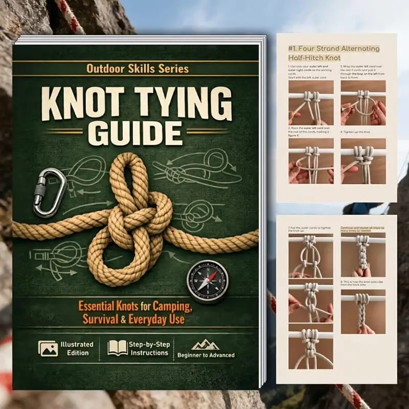 Knot Tying Guide Book: Essential Knots For Camping Survival - Step-by-Step Illustrated Instructions For Beginners To Advanced