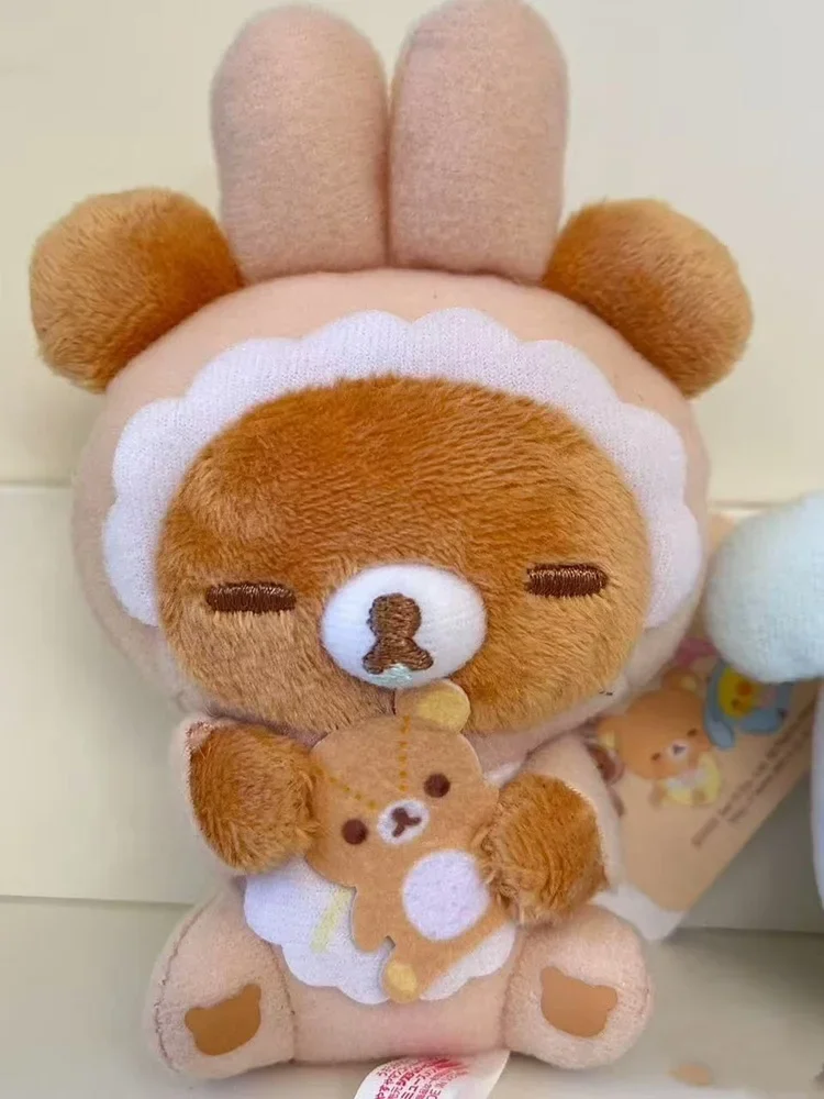 Rilakkuma Cute Rabbit Plush Pendant Soft Fluffy Mini Doll Keychain Lovely Cartoon Stuffed Charm For Backpack