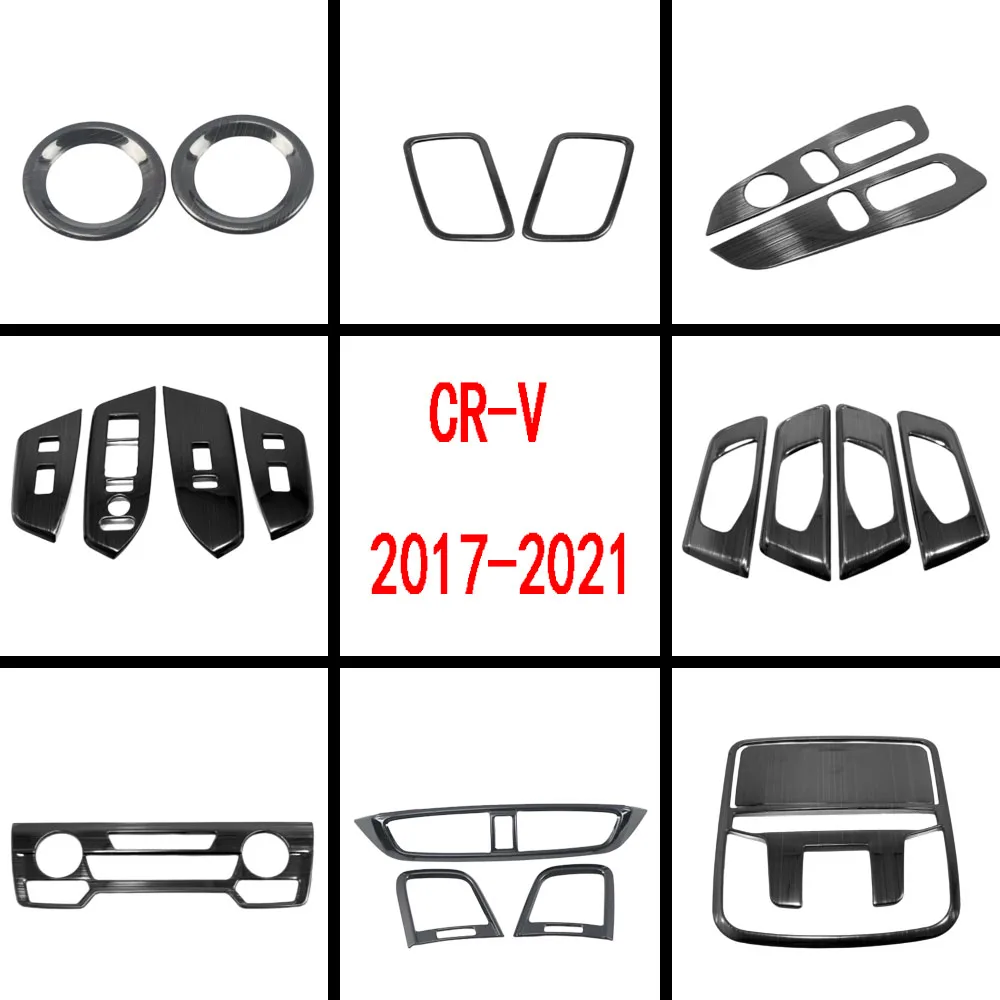 

Car Black Front Headlight Switch Trim Steel Door Inner Handle Bowl Cup Cover For Honda CRV CR-V 2017 2018-2019 2020 2021 2022