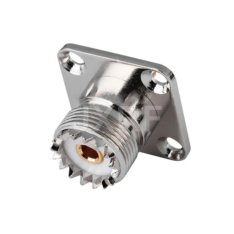 

SO239 UHF female welding connector high-frequency female hole RF coaxial connector 4-hole square plate flange installation