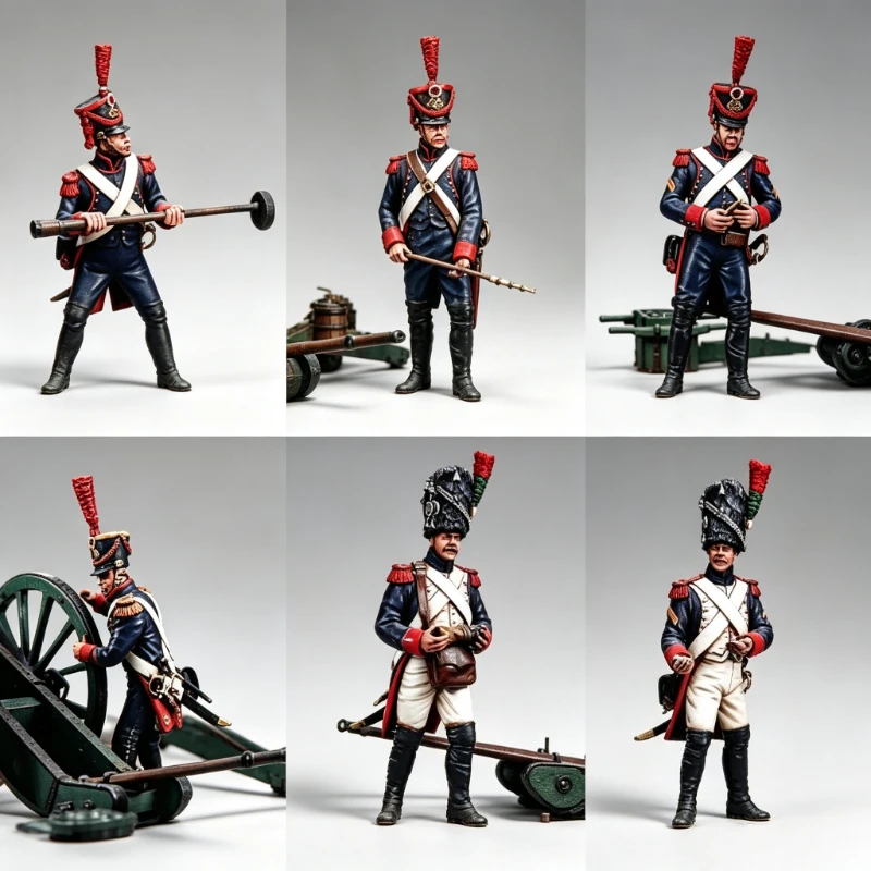1/32 Scale 54mm Die-Cast Resin Figure Model Kit Foot Artillery of The Guard At Wagram 6 Figures Unassembled Unpainted