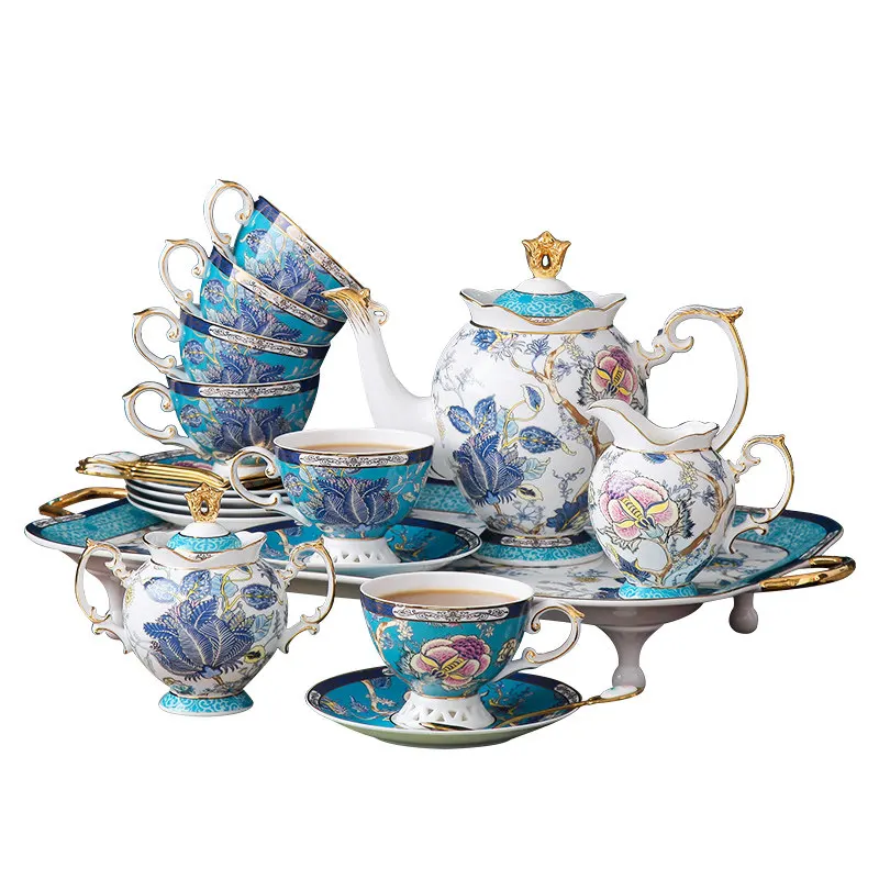 Tea set bone china coffee cup retro cup luxury home teapot gift light luxury high-end