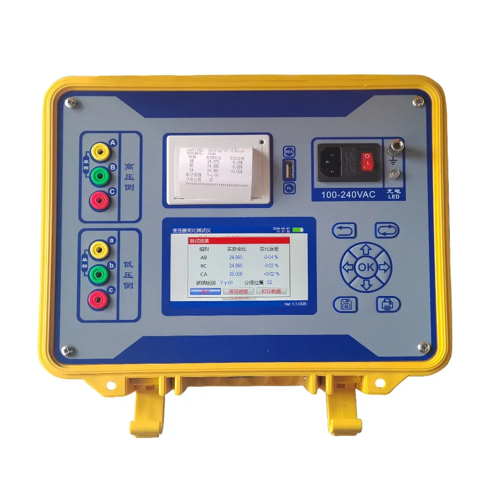 Tragbarer dreiphasiger TTR-Transformator für Testkit, Messgerät, PT CT, DC-Widerstand, Umdrehungen, Verhältnisprüfer mit eingebauter Batterie, gutes P