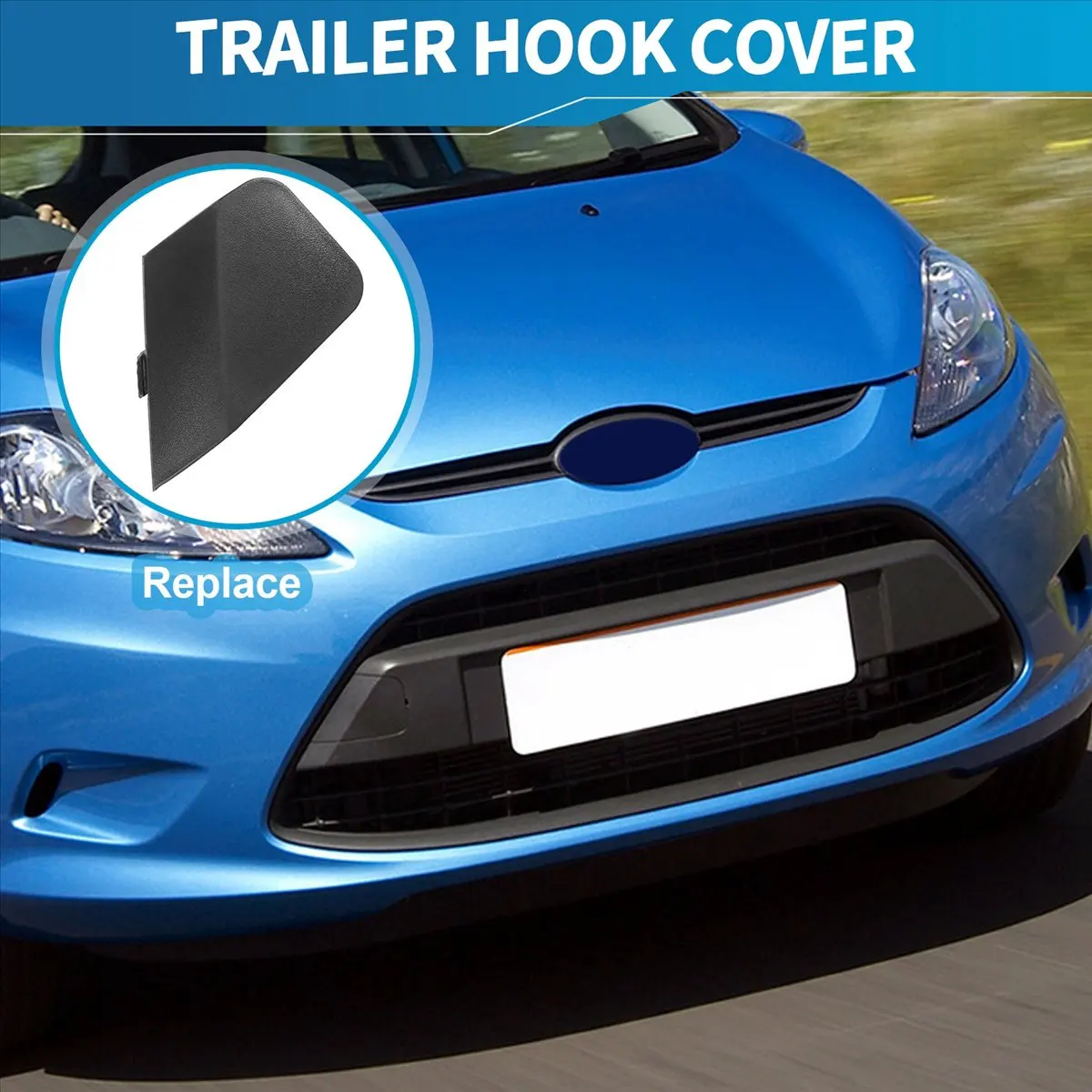 Super Sale Car Auto Front Bumper Tow Towing Eye Hook Cover Cap for Ford Fiesta MK7 2008-2016 8A6117A989AB Black Plastic
