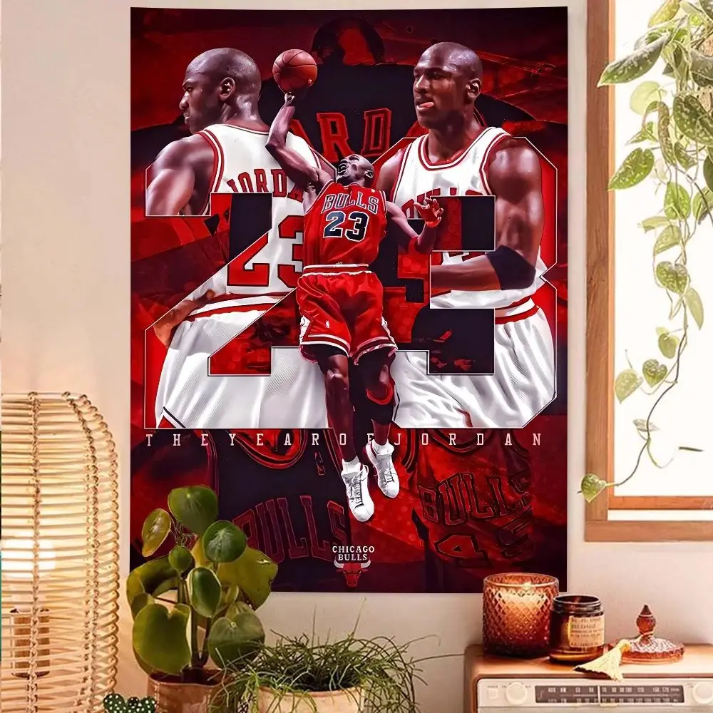 Mj Tapiz de baloncesto Michael Jordan cartel colgante de pared para dormitorio Fans decoración de fiesta regalo para hombres fotografía Prop